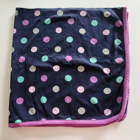 Just One You by Carter's baby blanket navy purple polka dots - Picture 1 of 3